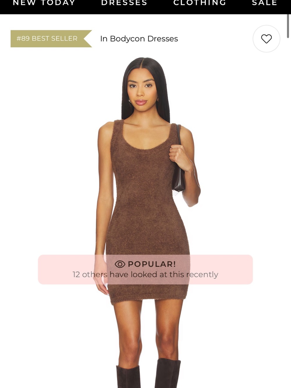 Cozy Knit Bodycon Dress in Brown
